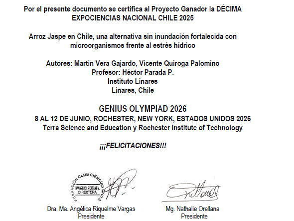 Certificado Genius Olympiad
